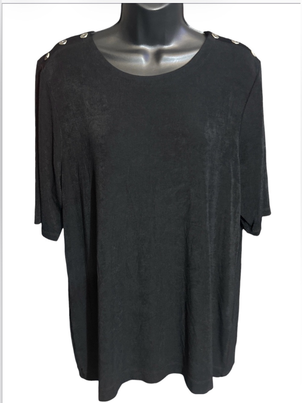 CHICO’S Short-sleeve Metallic Button Design Blouse - Picture 3 of 6